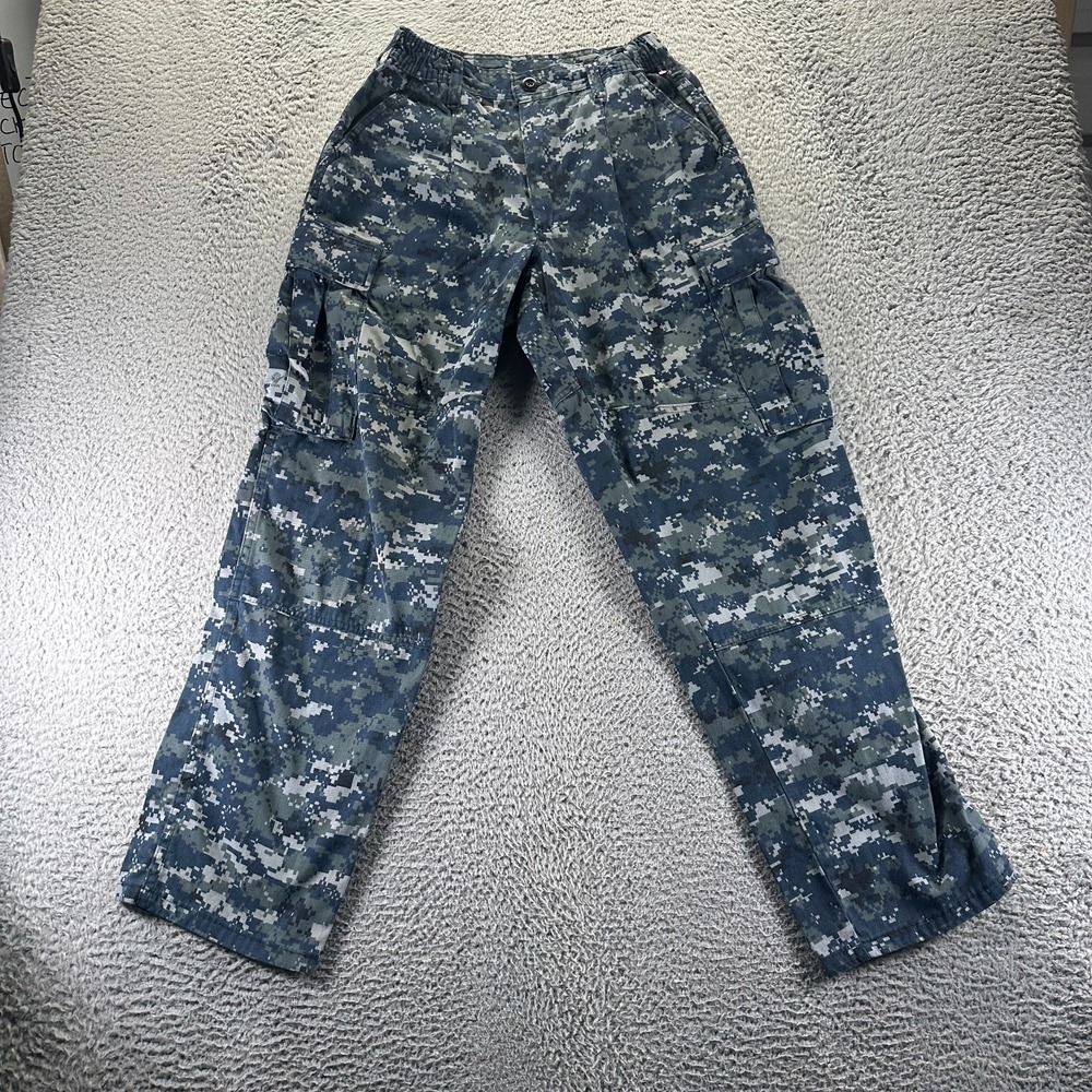Vintage US Navy Pant Mens S Blue Cotton Camouflage Cargo Straight Made In USA